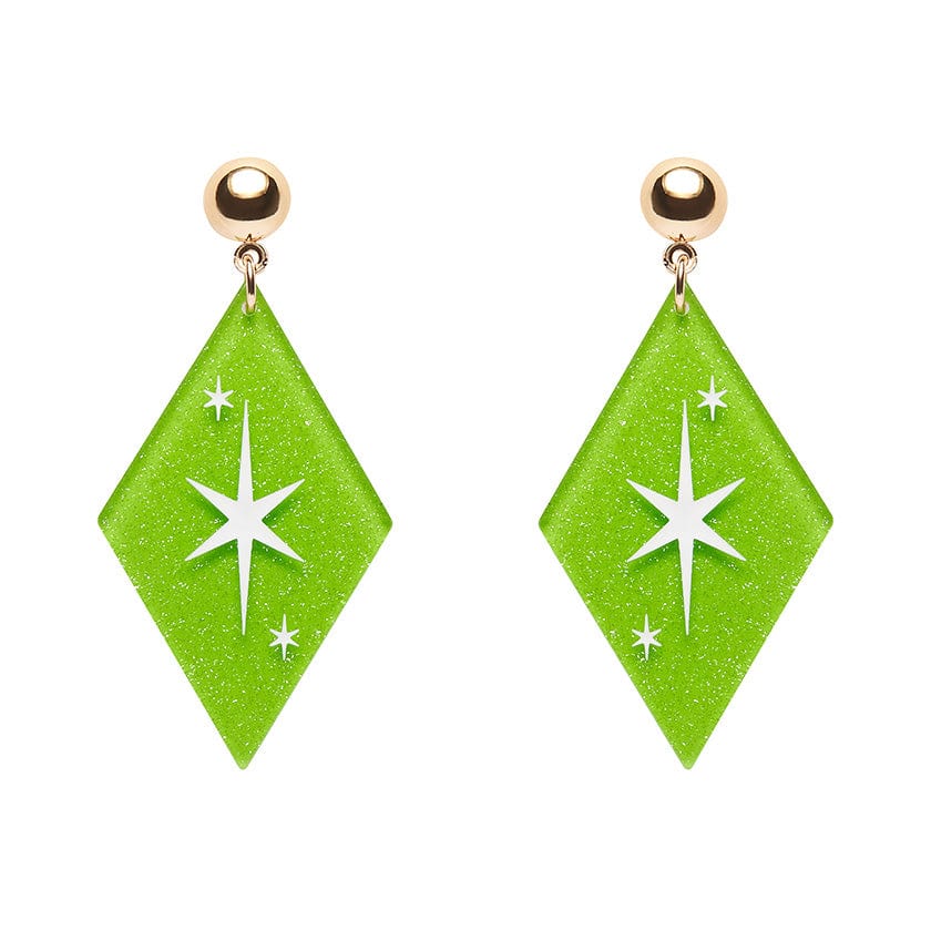 Erstwilder - Atomic Diamond Drop Earrings - Green