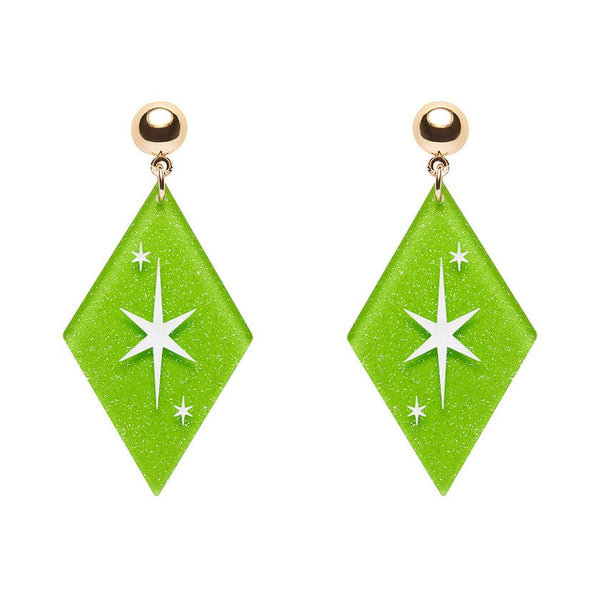 Erstwilder - Atomic Diamond Drop Earrings - Green