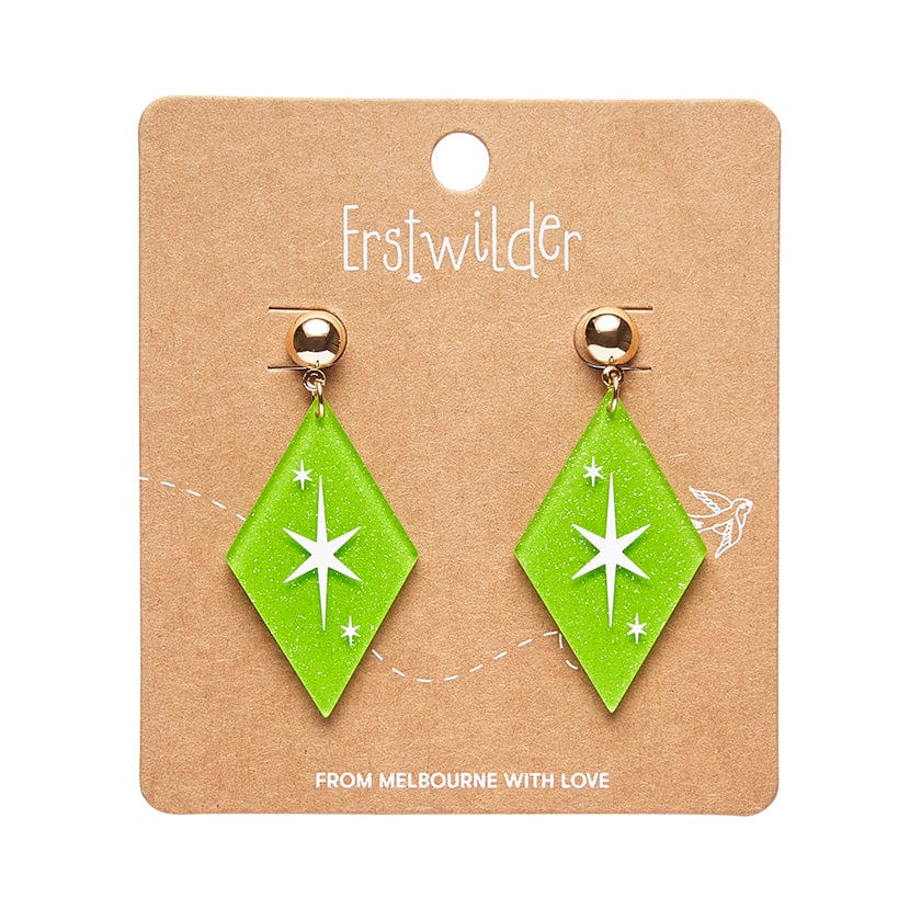 Erstwilder - Atomic Diamond Drop Earrings - Green