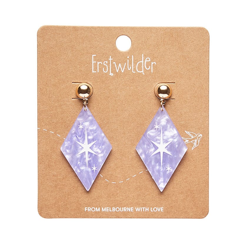 Erstwilder - Atomic Diamond Drop Earrings - Lilac