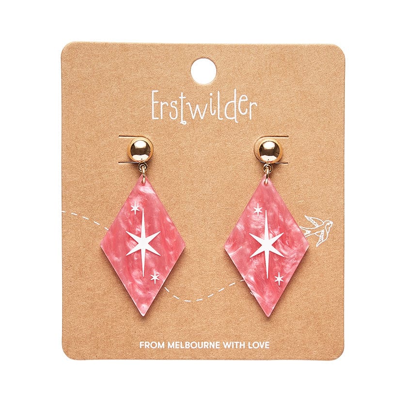 Erstwilder - Atomic Diamond Drop Earrings - Pink