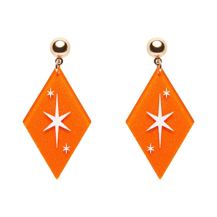 Erstwilder - Atomic Diamond Drop Earrings - Orange