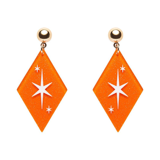 Erstwilder - Atomic Diamond Drop Earrings - Orange