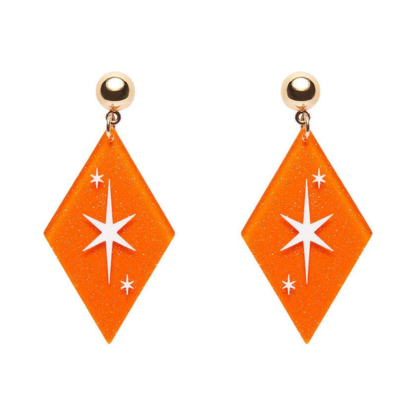 Erstwilder - Atomic Diamond Drop Earrings - Orange