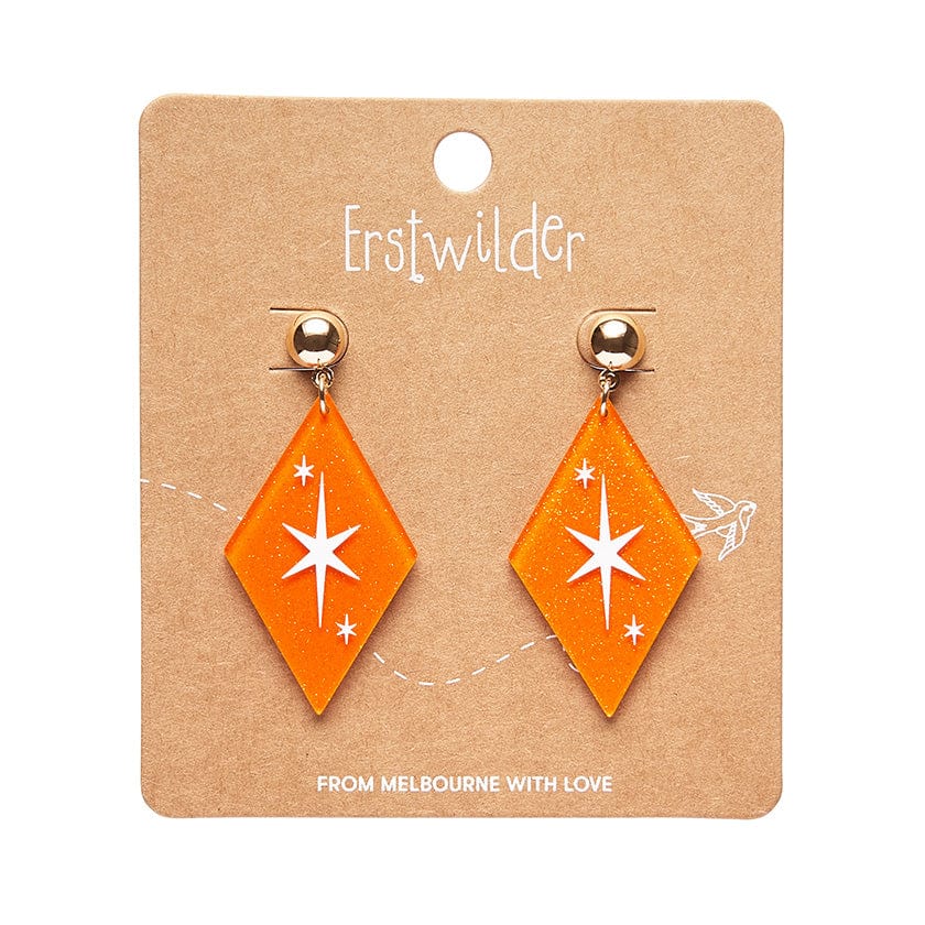 Erstwilder - Atomic Diamond Drop Earrings - Orange