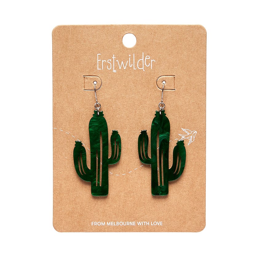 Erstwilder - Cactus Drop Earrings - Dark Green