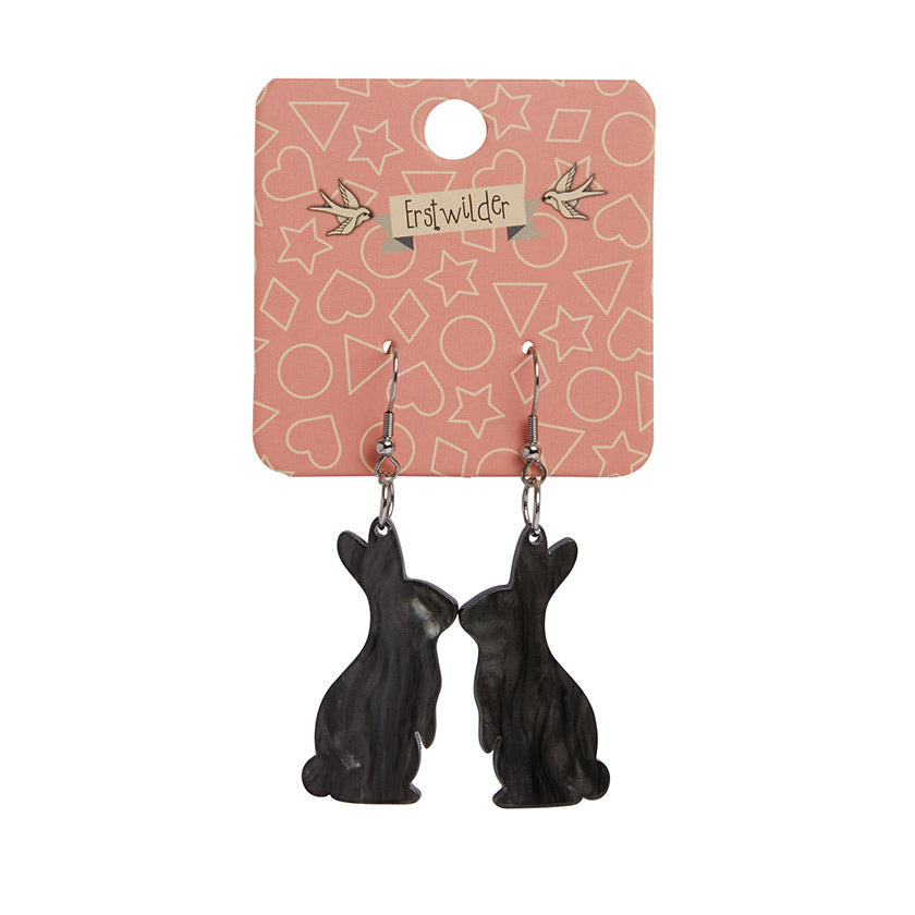 Erstwilder - Bunny Textured Resin Drop Earrings - Black