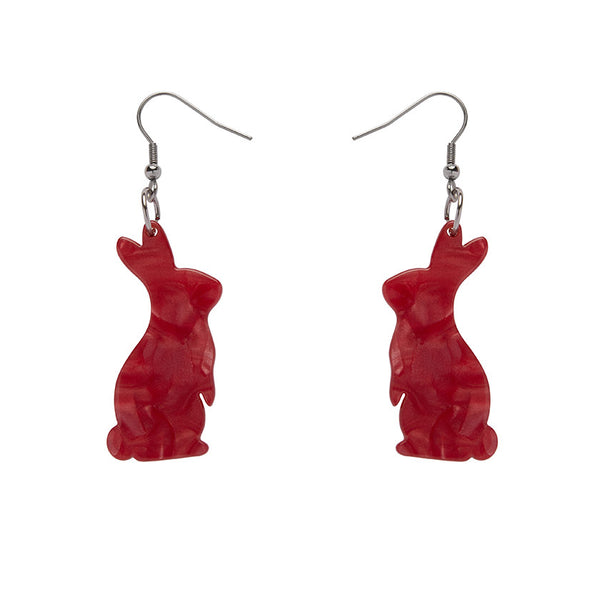 Erstwilder Red Bunny Textured Resin Drop Earrings