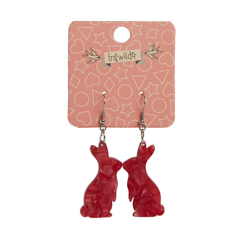 Erstwilder - Bunny Textured Resin Drop Earrings - Red