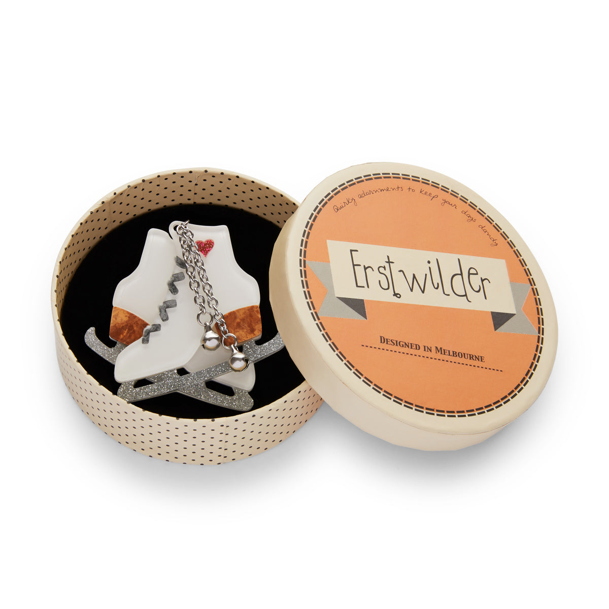 Erstwilder - Glitter and Glide Skates Brooch (White) - All Wrapped Up (2019)