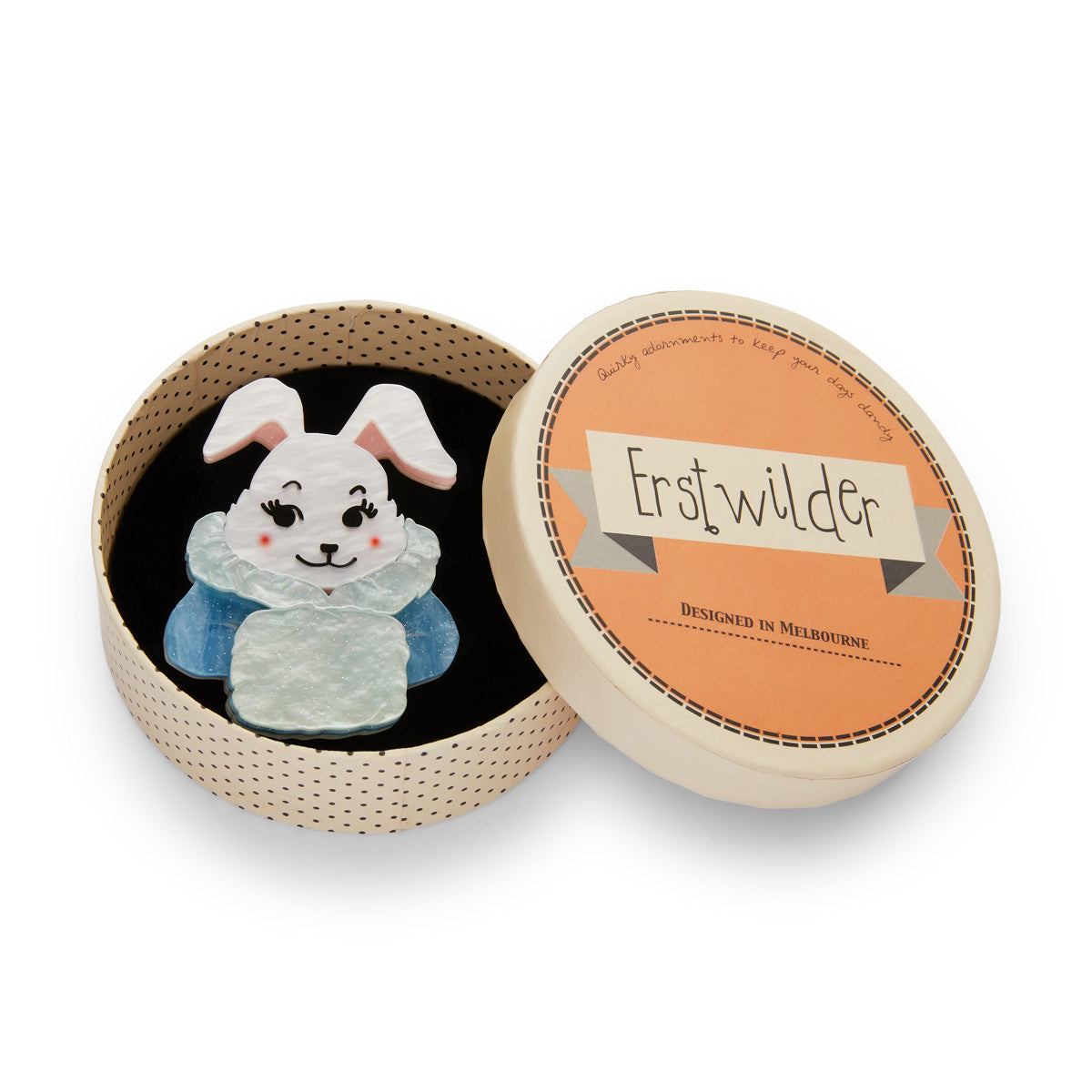 Erstwilder - Snuggly Buffy Bunny Christmas Brooch - All Wrapped Up (2019)