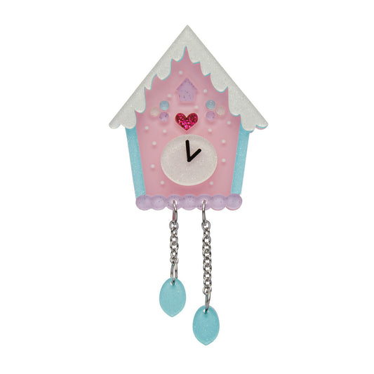 Erstwilder Past Midnight Brooch - Pink Cuckoo Clock - (2019)