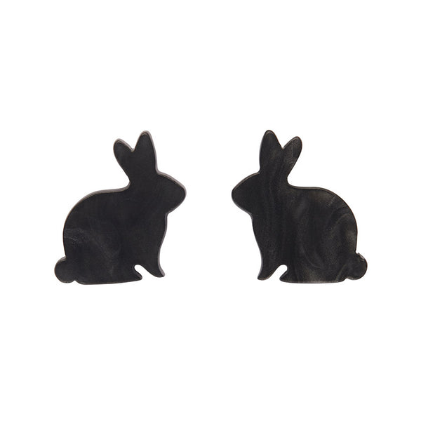 Erstwilder - Bunny Textured Resin Stud Earrings - Black