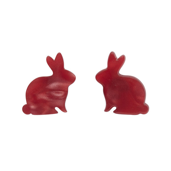 Erstwilder Red Bunny Textured Resin Stud Earrings