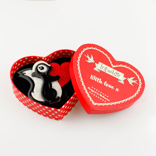 *ON HOLD DO NOT PURCHASE LM 6/19** Stinkin' Cute Skunk Heart Brooch - Erstwilder Valentine’s (2020)