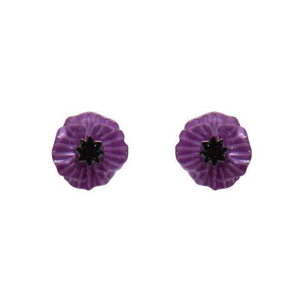 Erstwilder - Poppy Field Stud Earrings - Purple  - (2017)