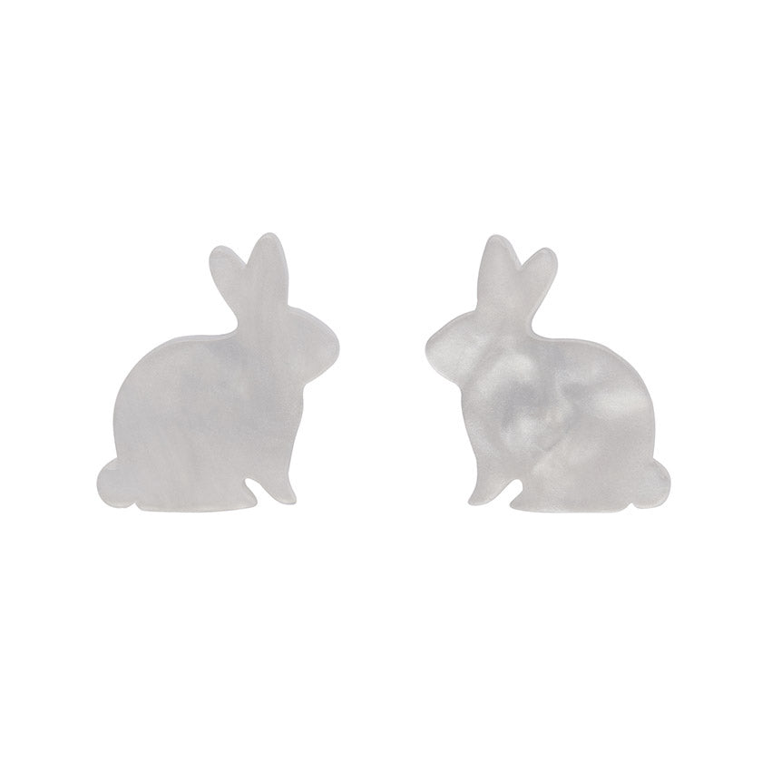 Erstwilder - Bunny Textured Resin Stud Earrings - White