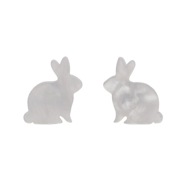 Erstwilder - Bunny Textured Resin Stud Earrings - White