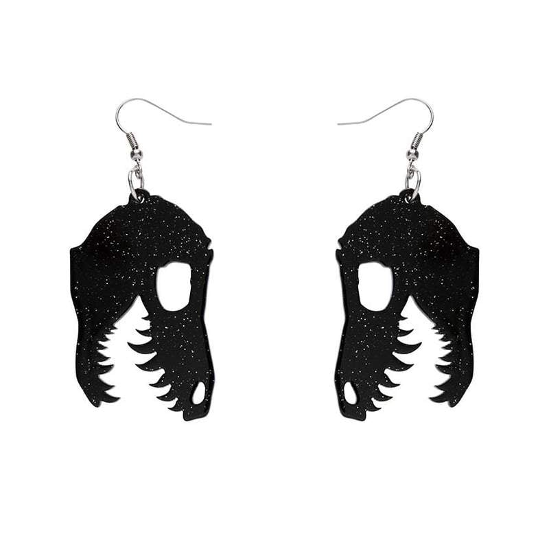 Erstwilder - Fossil Glitter Resin Drop Earrings - BLACK