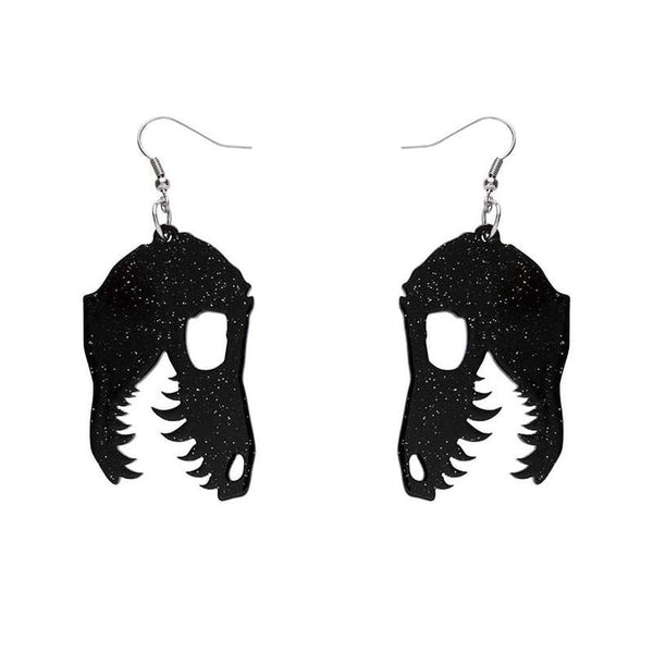 Erstwilder - Fossil Glitter Resin Drop Earrings - BLACK