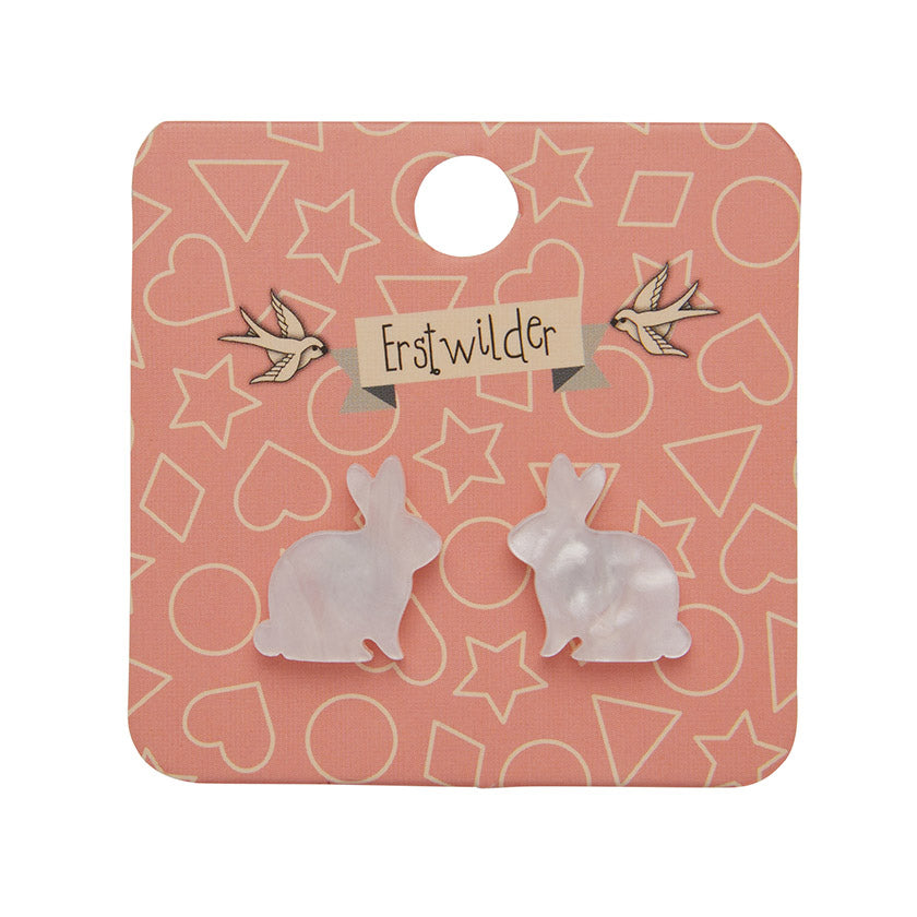 Erstwilder - Bunny Textured Resin Stud Earrings - White