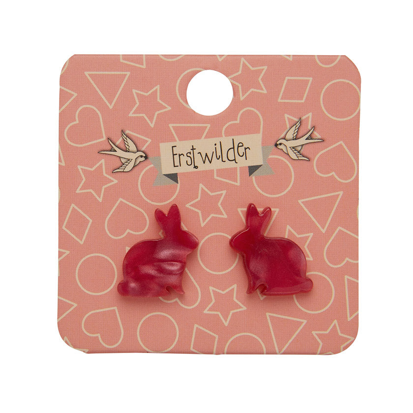 Erstwilder - Bunny Textured Resin Stud Earrings - Red