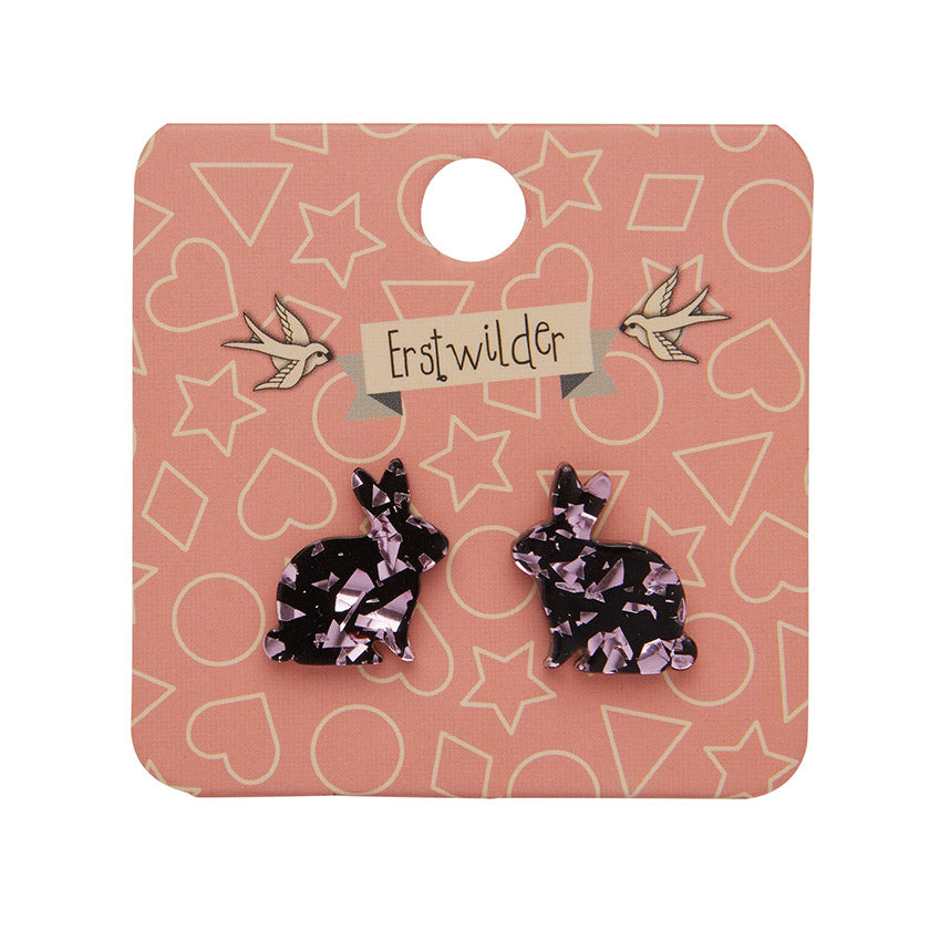 Erstwilder - Bunny Chunky Glitter Resin Stud Earrings - Pink