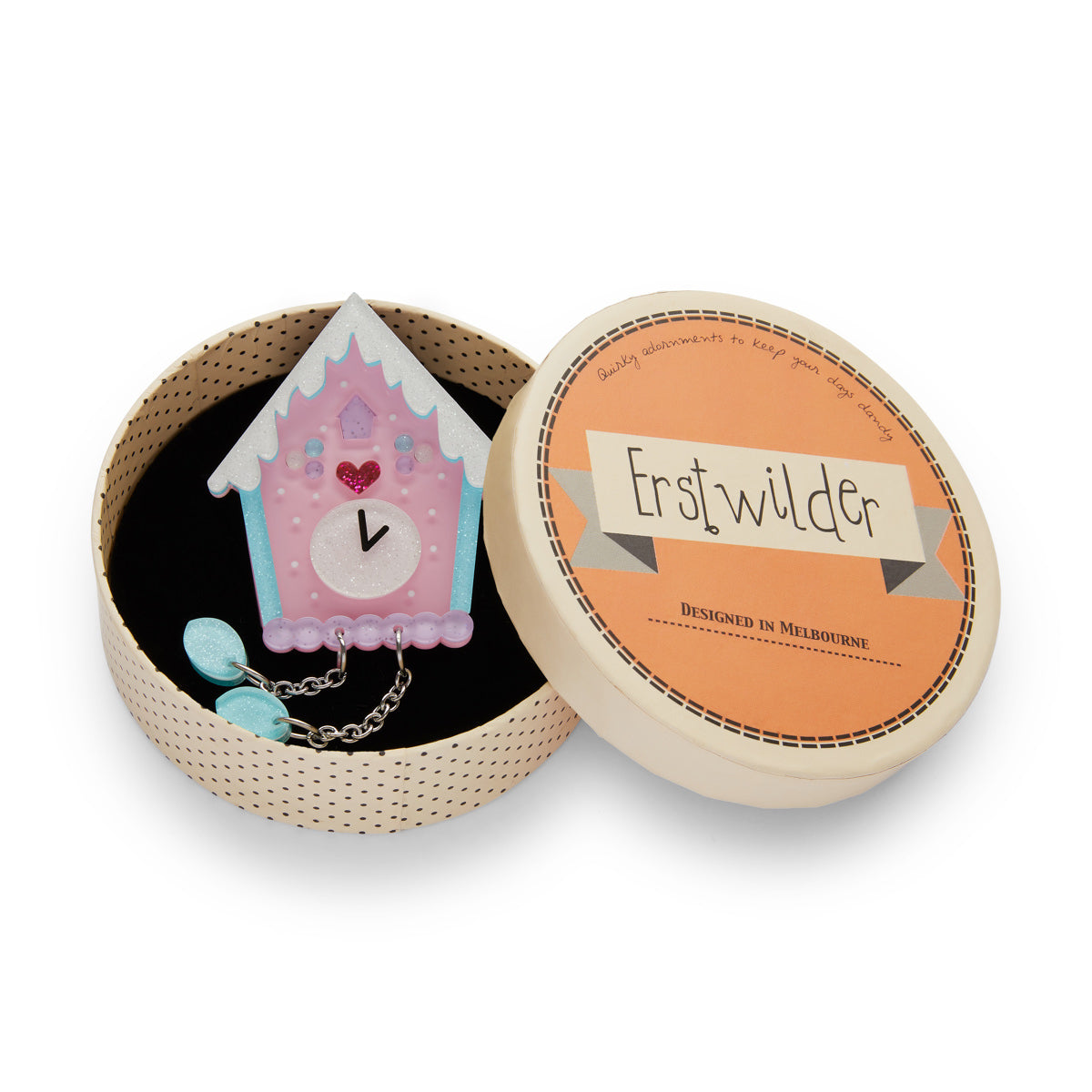 Erstwilder Past Midnight Brooch - Pink Cuckoo Clock - (2019)