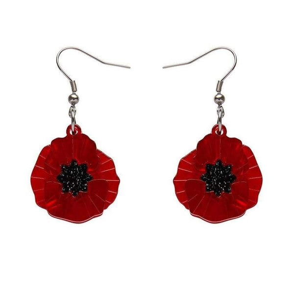 Erstwilder Poppy Field Drop Earrings in Red