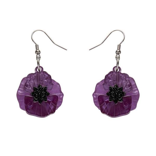 Erstwilder - Poppy Field Drop Earrings (Purple) - Poppy Drops (2019)