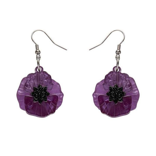 Erstwilder - Poppy Field Drop Earrings (Purple) - Poppy Drops (2019)