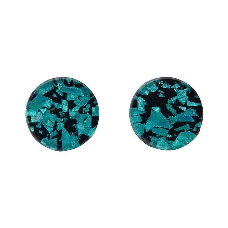 Erstwilder - Circle Chunky Glitter Resin Stud Earrings - Teal