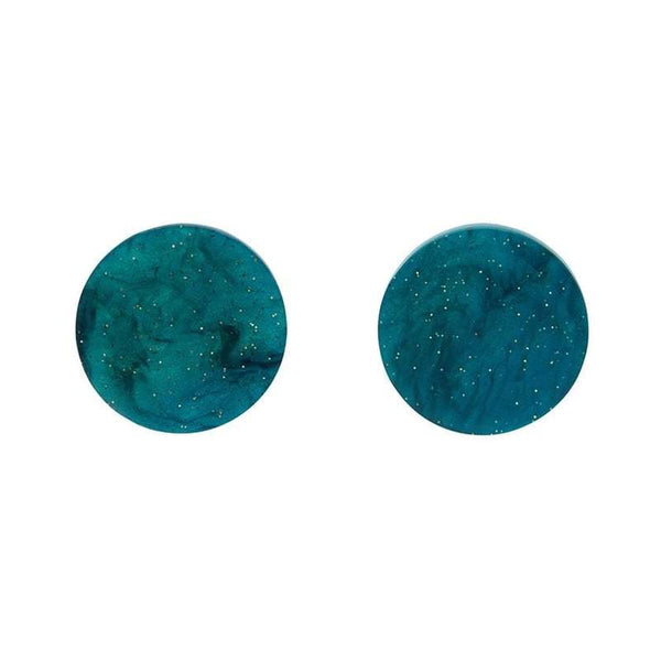 Erstwilder - Circle Ripple Glitter Resin Stud Earrings - Emerald