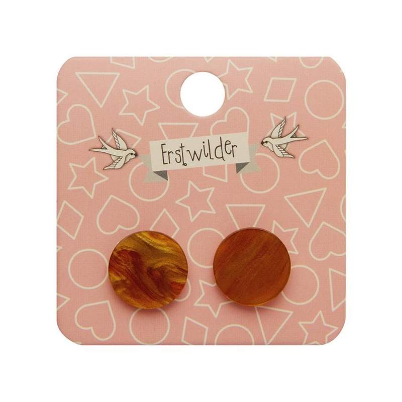 Erstwilder - Circle Ripple Resin Stud Earrings - Gold