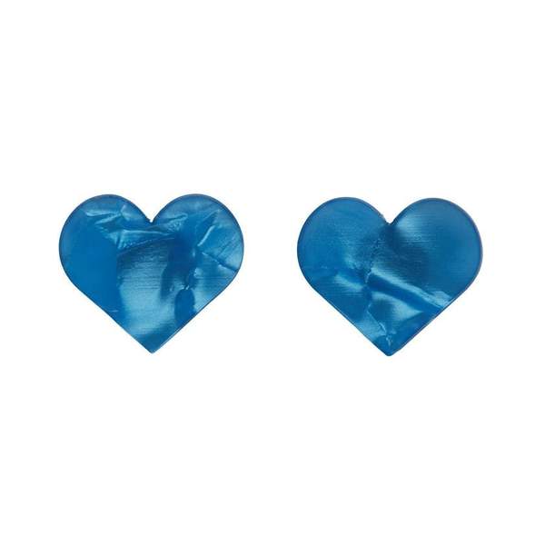 Erstwilder - Heart Textured Resin Stud Earrings - Blue
