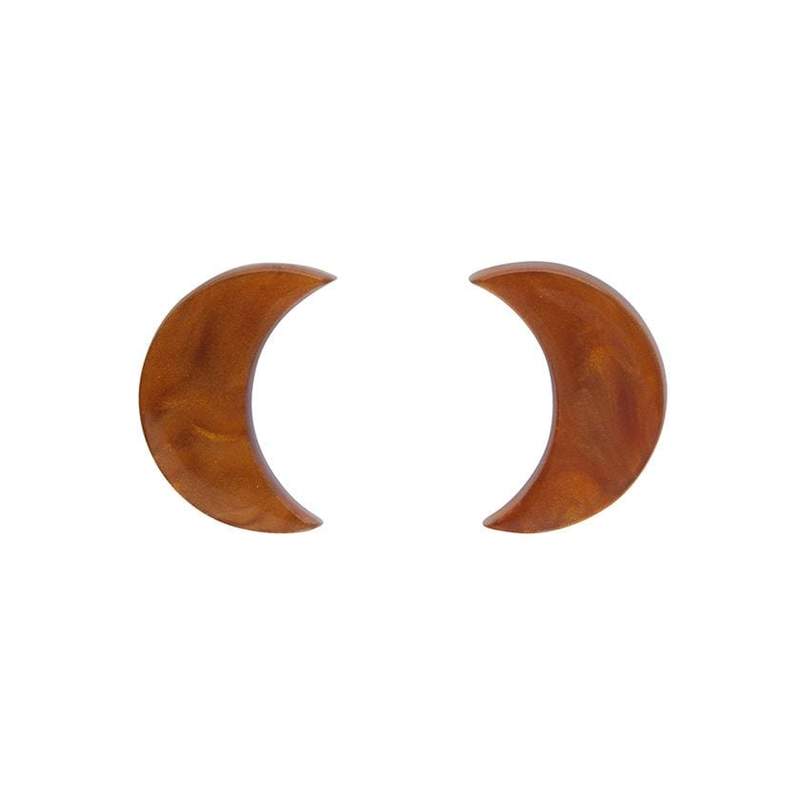 Erstwilder - Crescent Moon Ripple Glitter Resin Stud Earrings - Gold