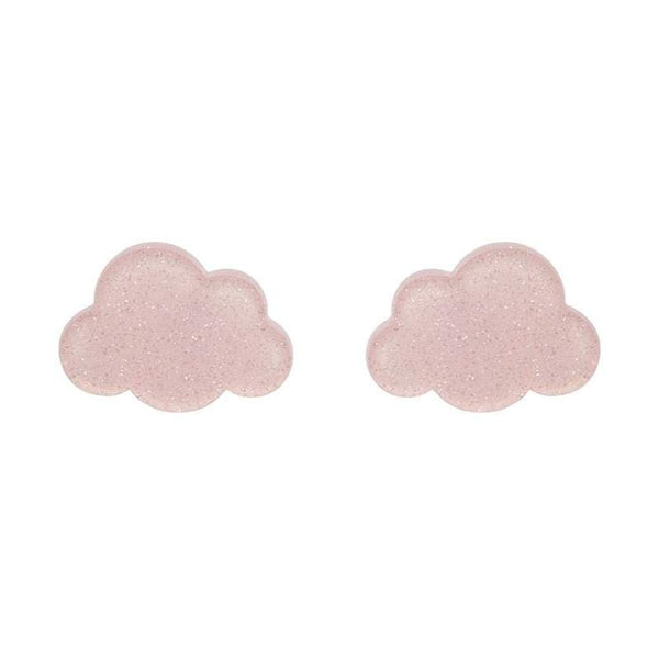 Cloud Glitter Resin Stud Earrings by Erstwilder - Pink