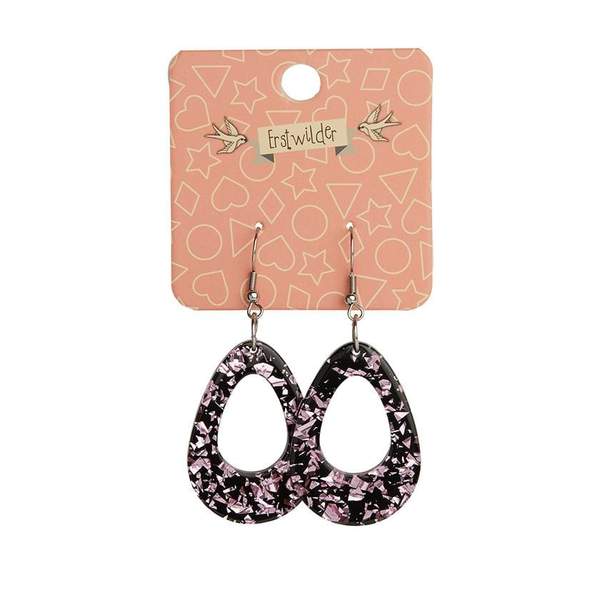 Erstwilder - Teardrop Chunky Glitter Resin Drop Earrings - Pink