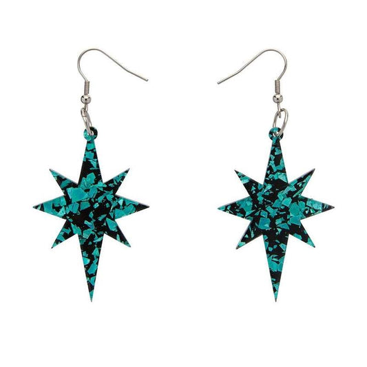 Erstwilder - Starburst Chunky Glitter Resin Drop Earrings - Teal