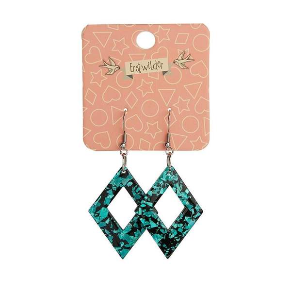 Erstwilder - Diamond Chunky Glitter Resin Drop Earrings - Mint