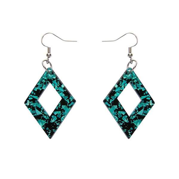 Erstwilder - Diamond Chunky Glitter Resin Drop Earrings - Mint