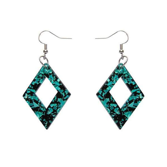 Erstwilder - Diamond Chunky Glitter Resin Drop Earrings - Mint