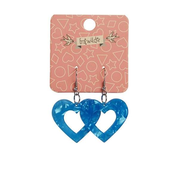 Erstwilder - Heart Textured Resin Drop Earrings - Blue