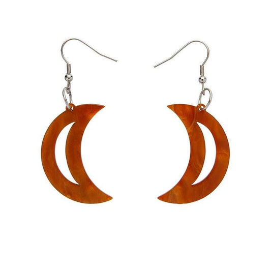 Erstwilder - Crescent Moon Ripple Resin Drop Earrings - Orange