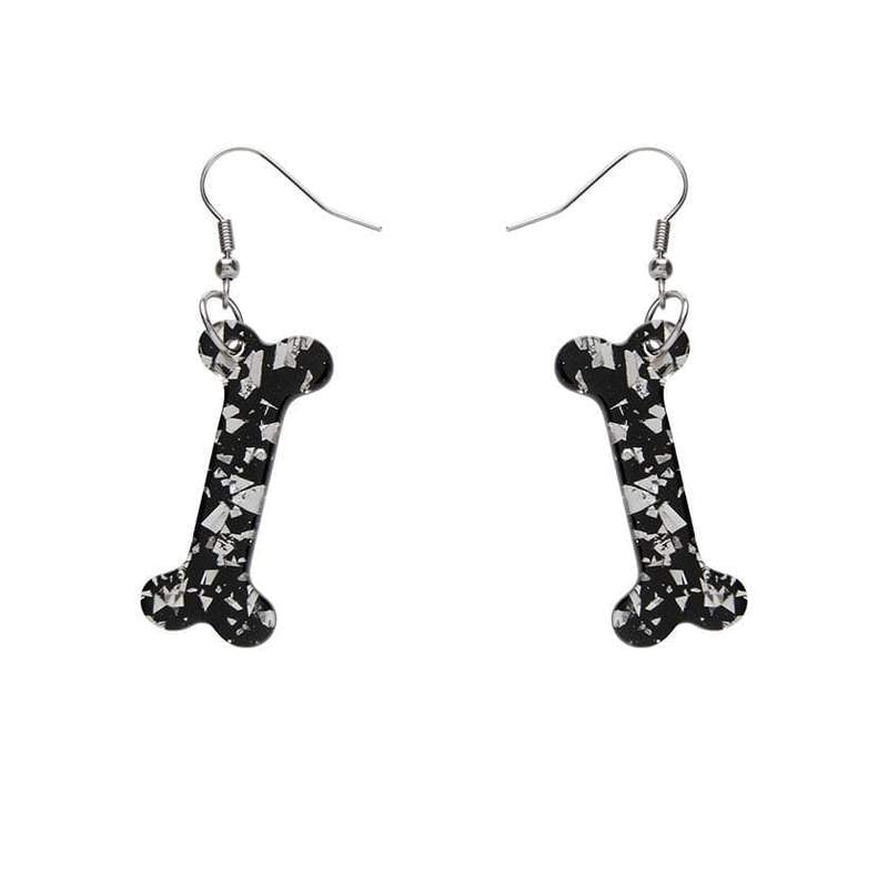 Erstwilder Bones Chunky Glitter Resin Drop Earrings - White