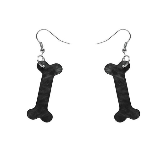 Erstwilder - Bones Ripple Resin Drop Earrings - Black