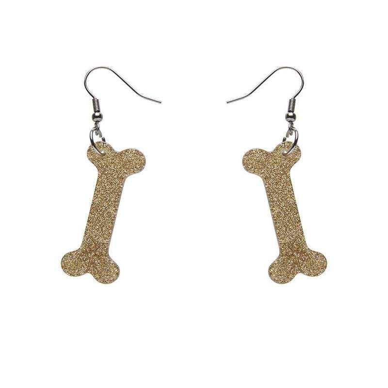 Erstwilder - Bones Glitter Resin Drop Earrings - Gold