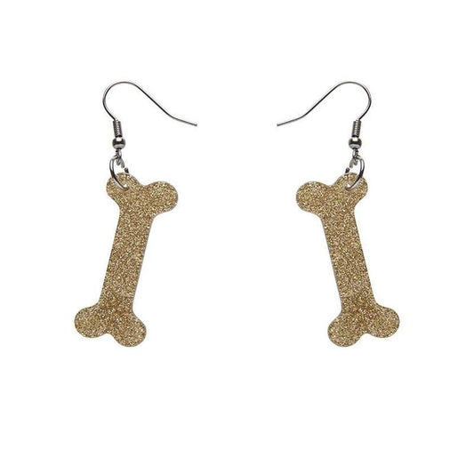 Erstwilder - Bones Glitter Resin Drop Earrings - Gold