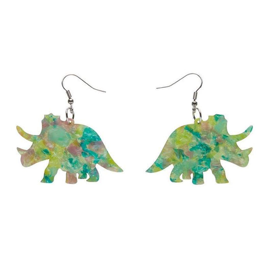 Erstwilder - Triceratops Mottled Drop Earrings - Green