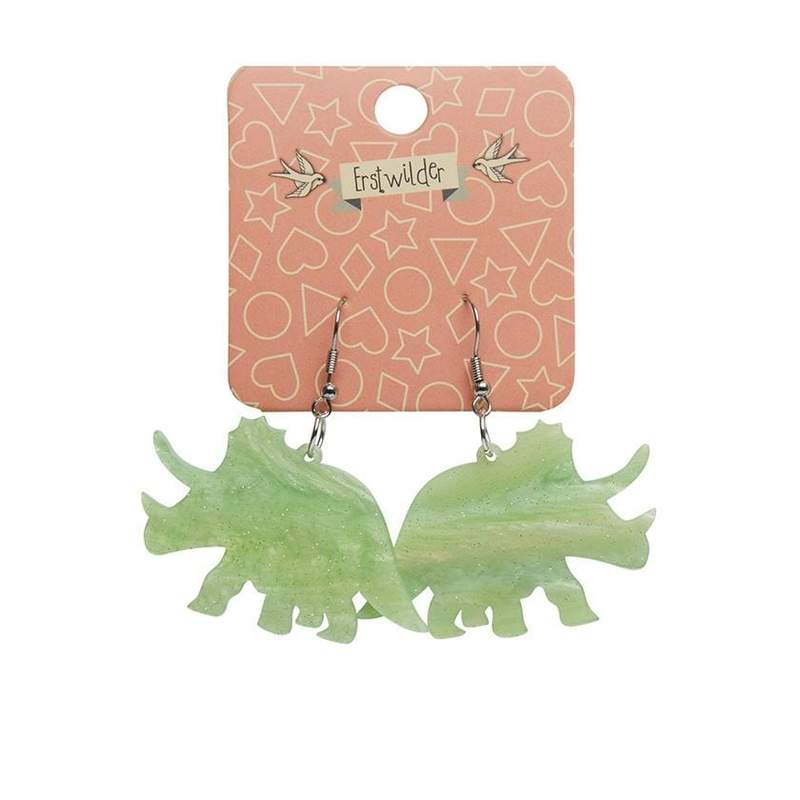 Erstwilder - Triceratops Ripple Glitter Earrings - Lime